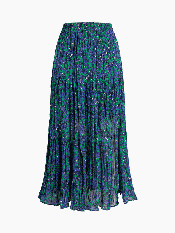 Semi-Sheer Orchid Pleat Long Skirt