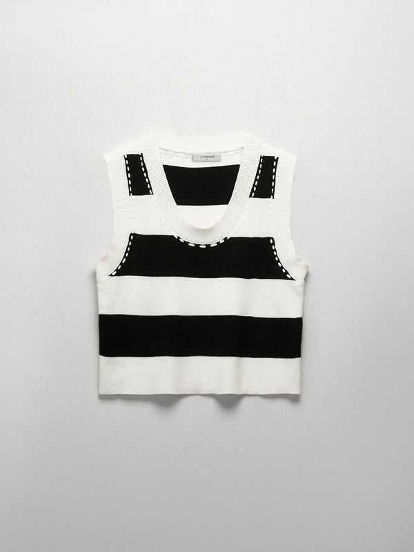 Contrast Stitch Stripe Tank Top
