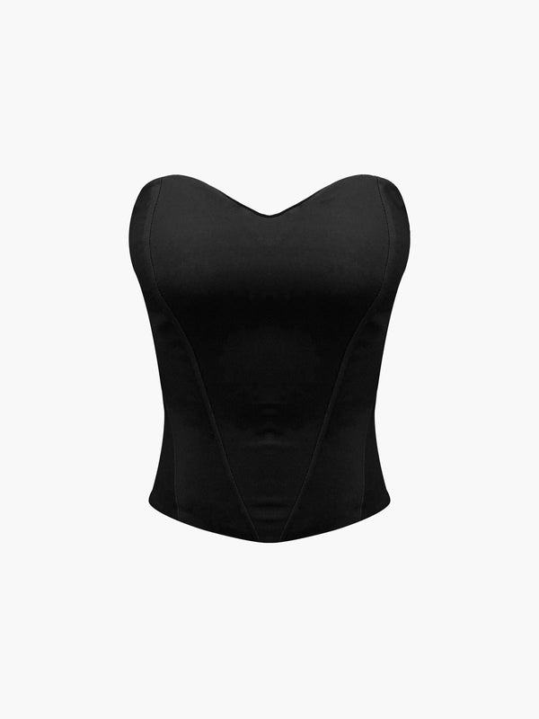 Cup Detail Zippered Tube Corset Top
