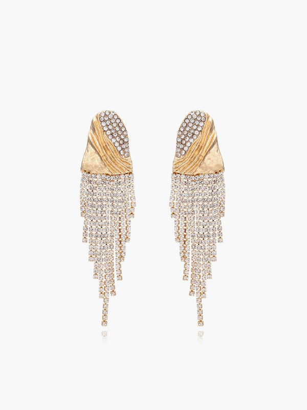 Crinkled Metal Rhinestone Earrings