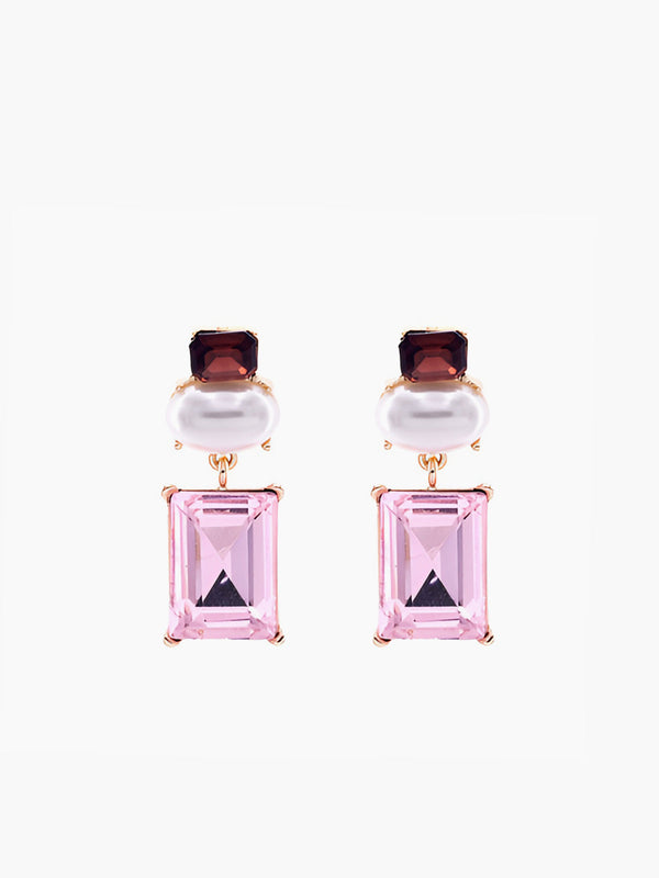 Geometric Rhinestone Drop Earrings