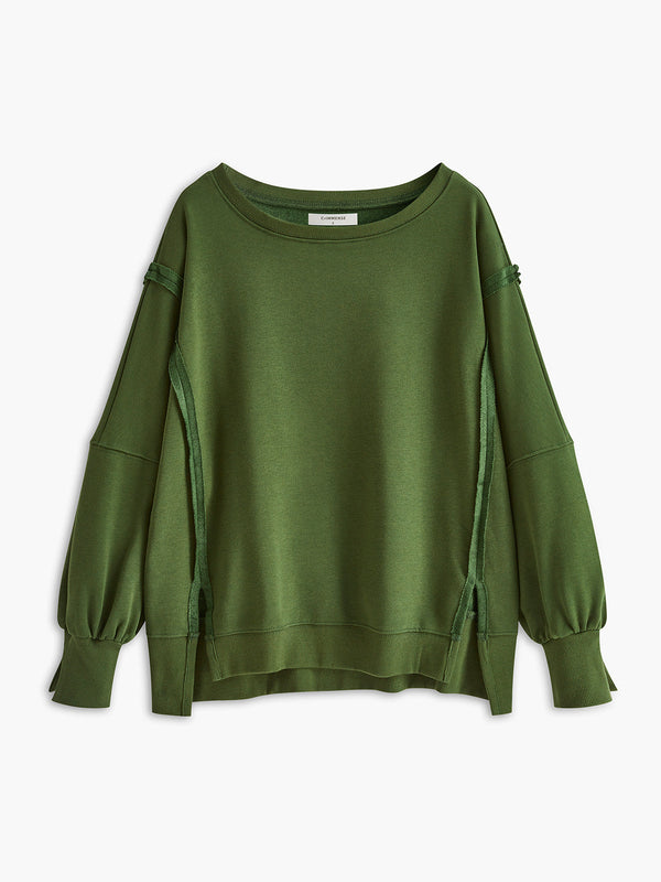 Plain Cotton Split Sweatshirt