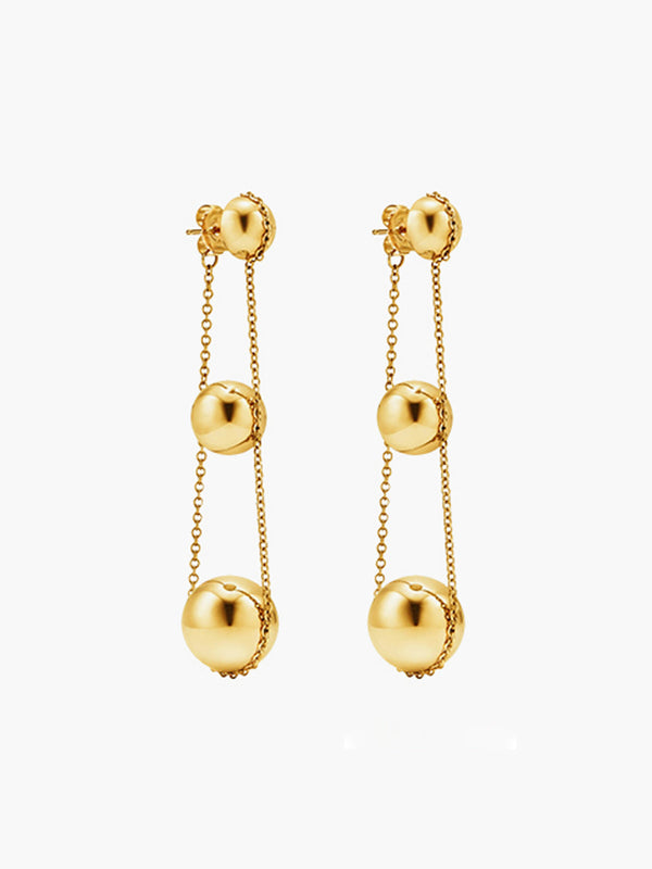 Elegant Triple Ball Pendant Earrings