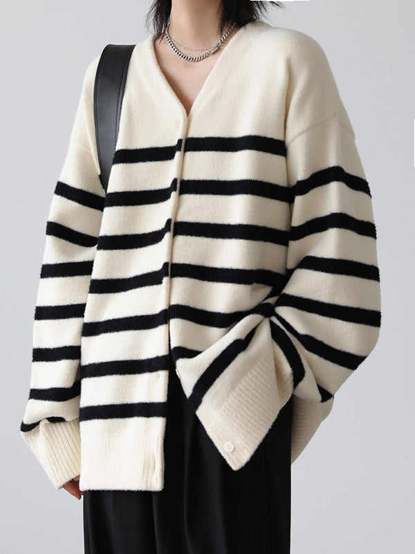 Soft Striped Stretch Cardigan