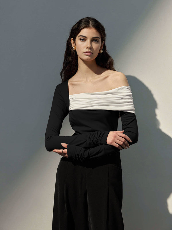 One-Shoulder Ruched Slim Top
