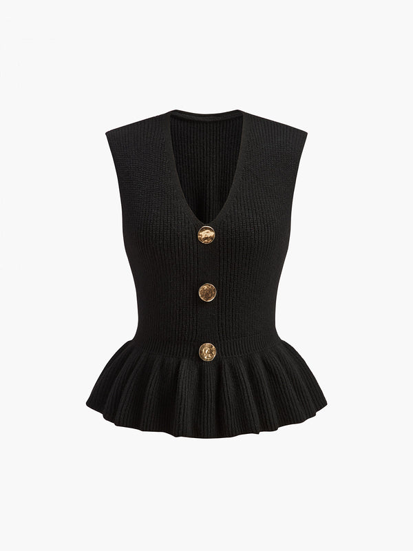 Ribbed Ruffle Sweater Vest