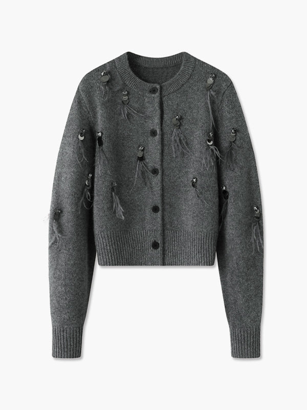 Leisure Button Sequins Cardigan