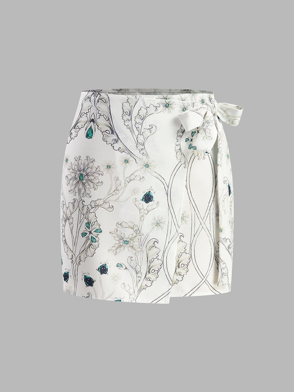 Floral Print Wrap Skirt
