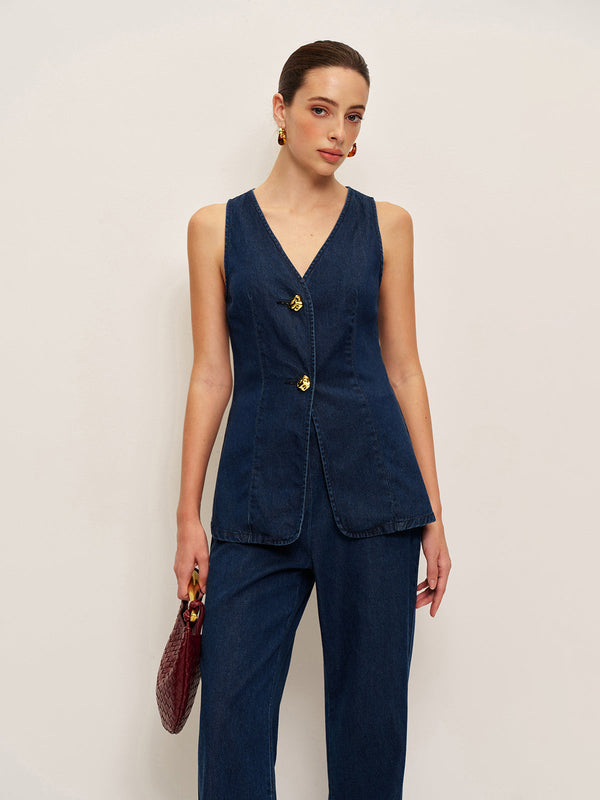 Classic Denim Button Vest