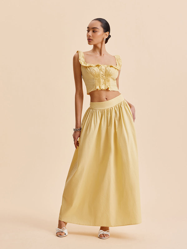 Ruffled Crop Top Skirt Set