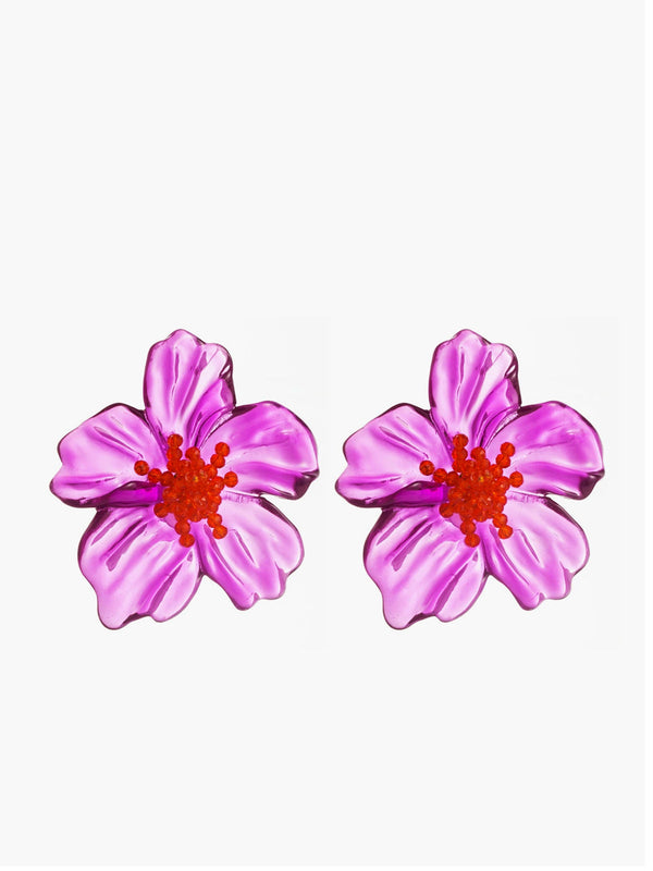 Flower-Shaped Resin Earrings