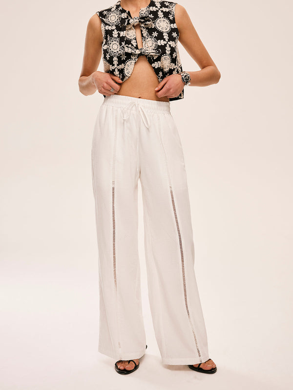 High-Waist Semi-Sheer Pants With Pockets