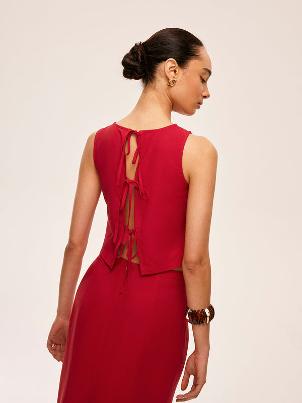 Cotton & Linen Tie-Back Skirt Set