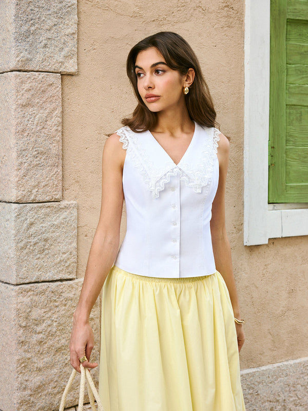 Cotton & Linen Lace Embroidery Top