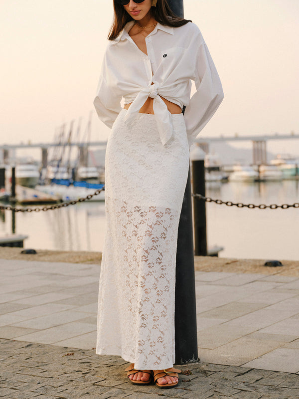 Semi-Sheer Lace Skirt