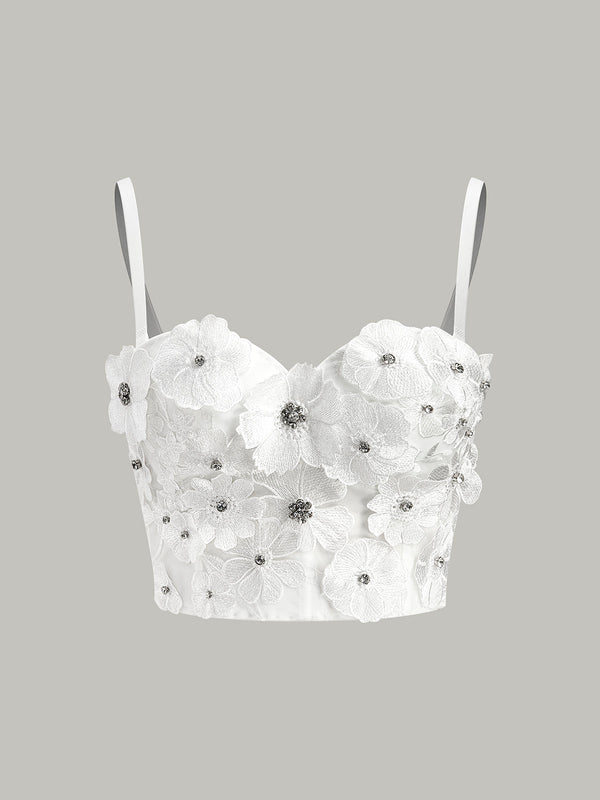 Semi-Sheer Embroidered Floral Sweetheart Corset