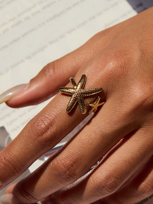 Asymmetrical Starfish Open Ring