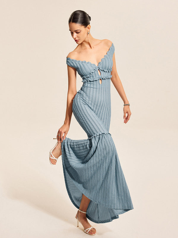 Off-Shoulder Ruffle Detail Dress