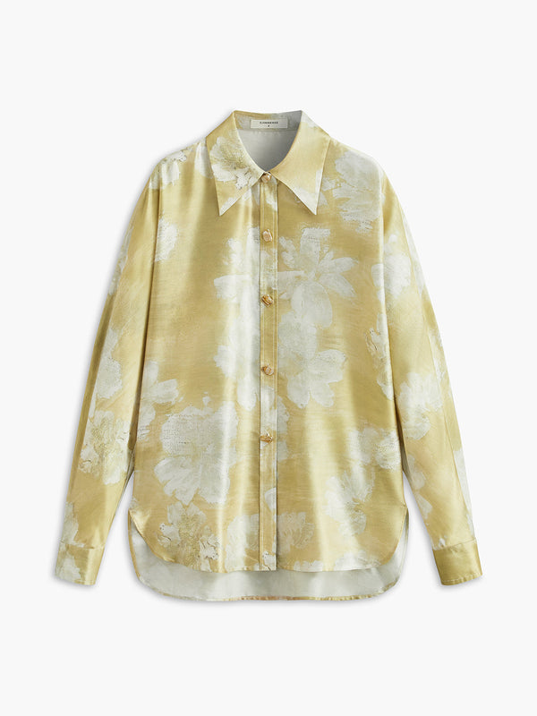 Romance Floral Print Lapel Shirt