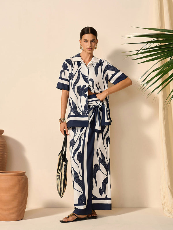 Floral Print Semi-Sheer Button-Up Shirt