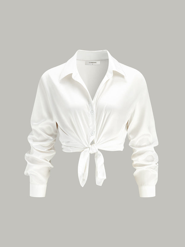 Long-Sleeve Spread Collar Buttoned Shirt