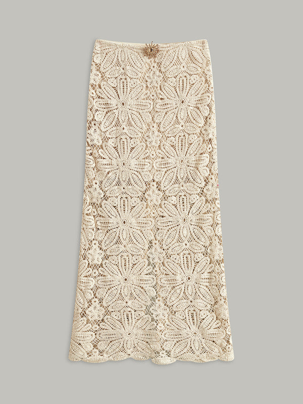 Cotton Crochet Lace Semi-Sheer Skirt