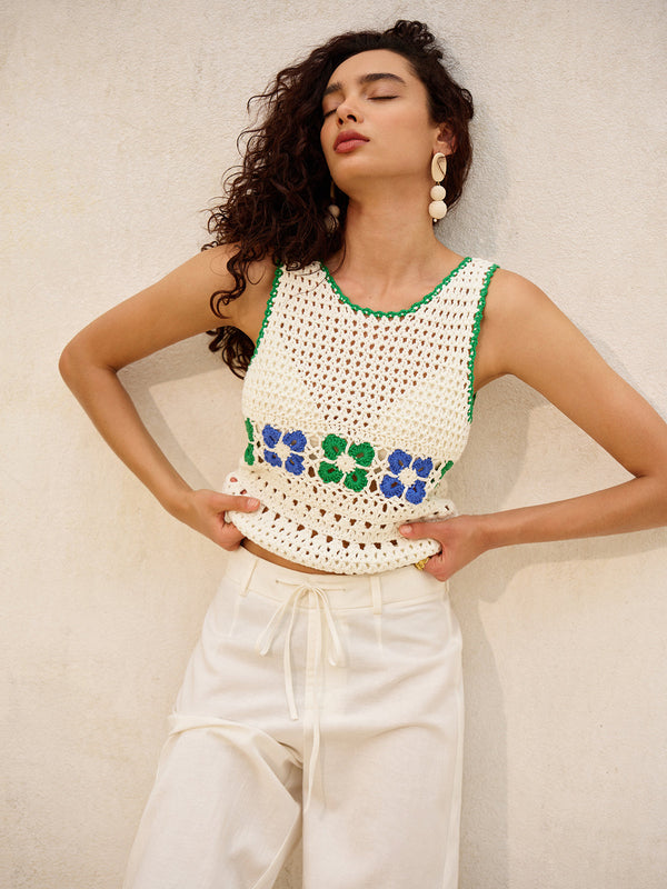 Floral Crochet Sweater Vest