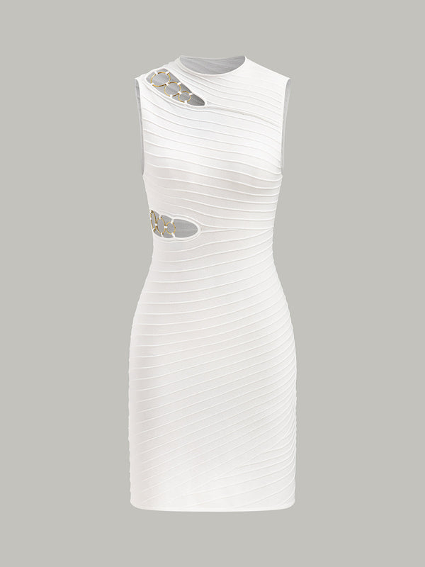 Cut-Out Chain Detail Knit Dress