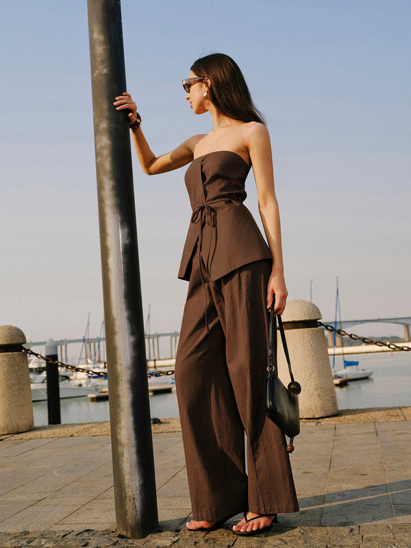 Cotton & Linen Mid-Waist Pants