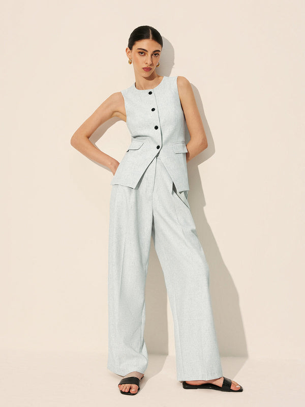 Pockets Sleeveless Tailored Vest