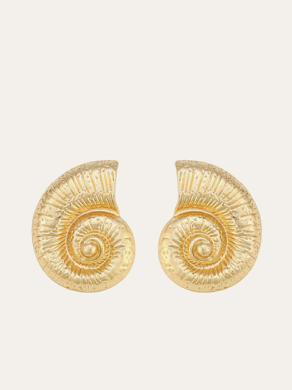 Golden Spiral Shell Earrings