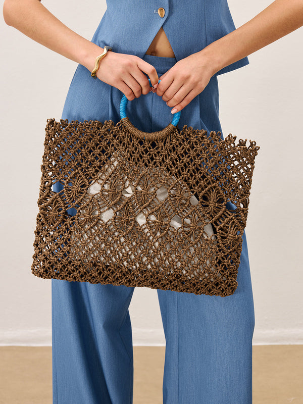 Crochet Tote Bag With Inner Lining
