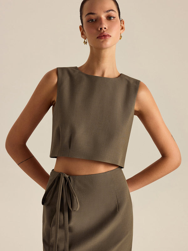 Sleeveless Round-Neck Crop Top