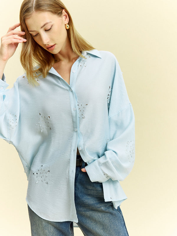 Oversized Eyelet Detail Shirt