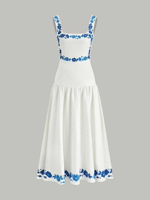 Bow Back Print Midi Dress