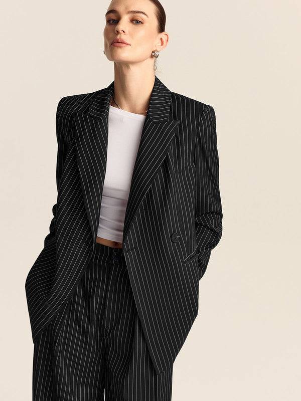 Striped Double-Breasted Blazer