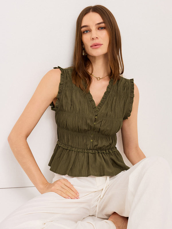 Ruffled V-Neck Peplum Top