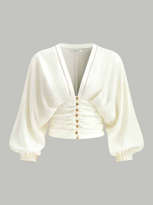 Ruched Buttoned Top