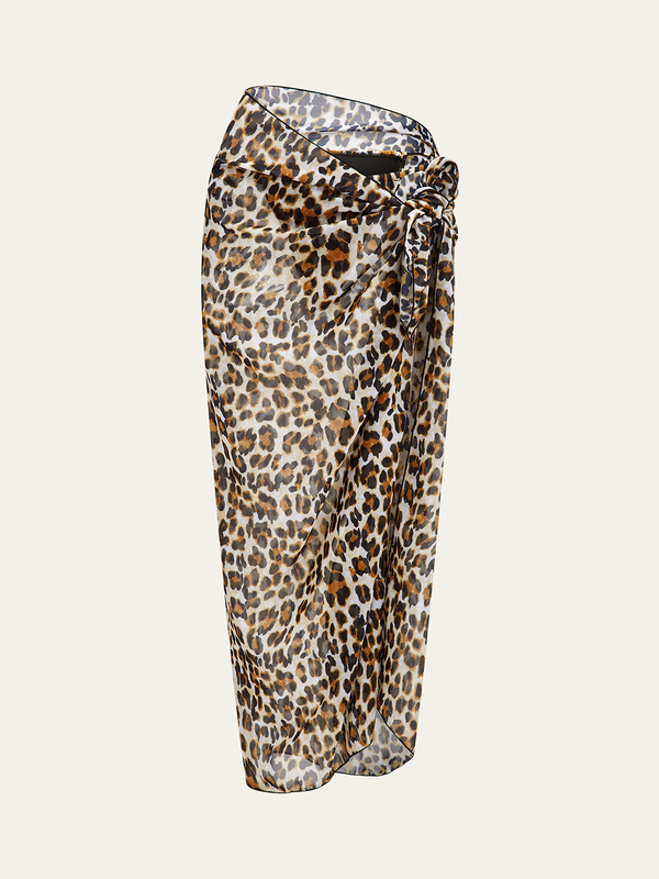 Leopard Print Sheer Sarong Cover-Up