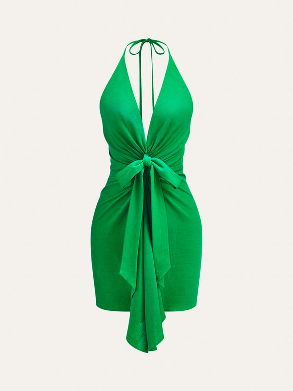 Halter Neck Knotted Dress