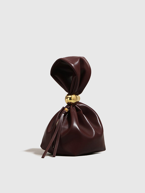 Simple Oval-Ring Drawstring Bucket Bag