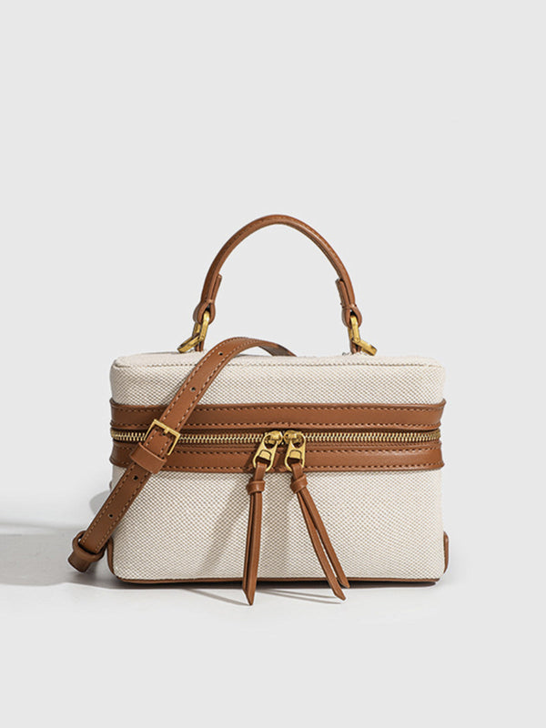 Dual-Tone Zippered Crossbody Bag