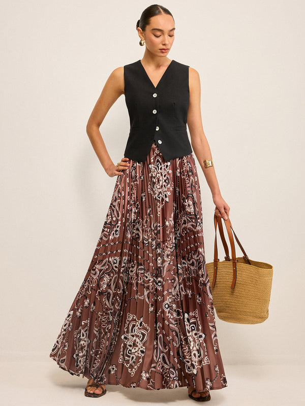 Boho Pleated Maxi Skir
