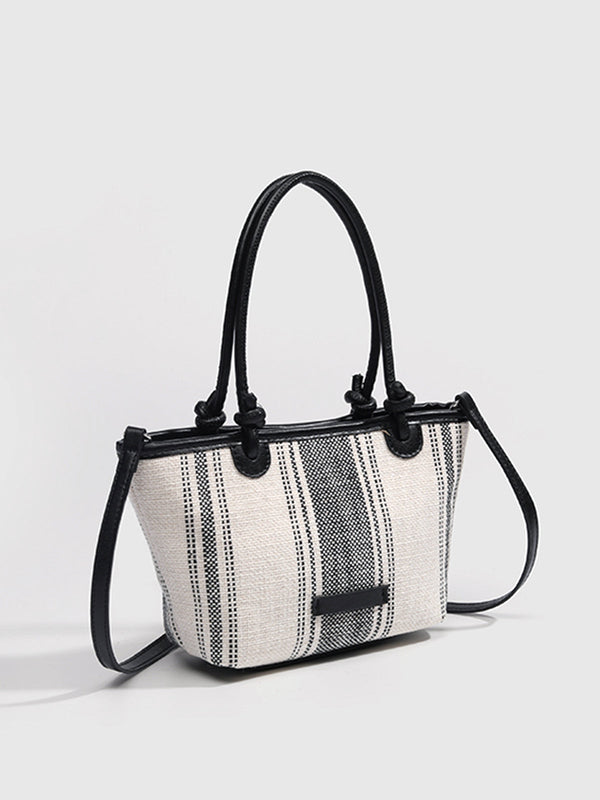 Striped Linen Tote Bag
