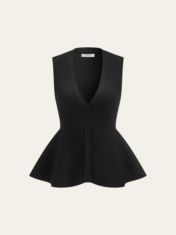 Knitted Peplum Vest Cardigan