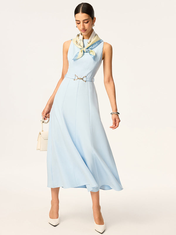 Belted Sleeveless Midi Dress