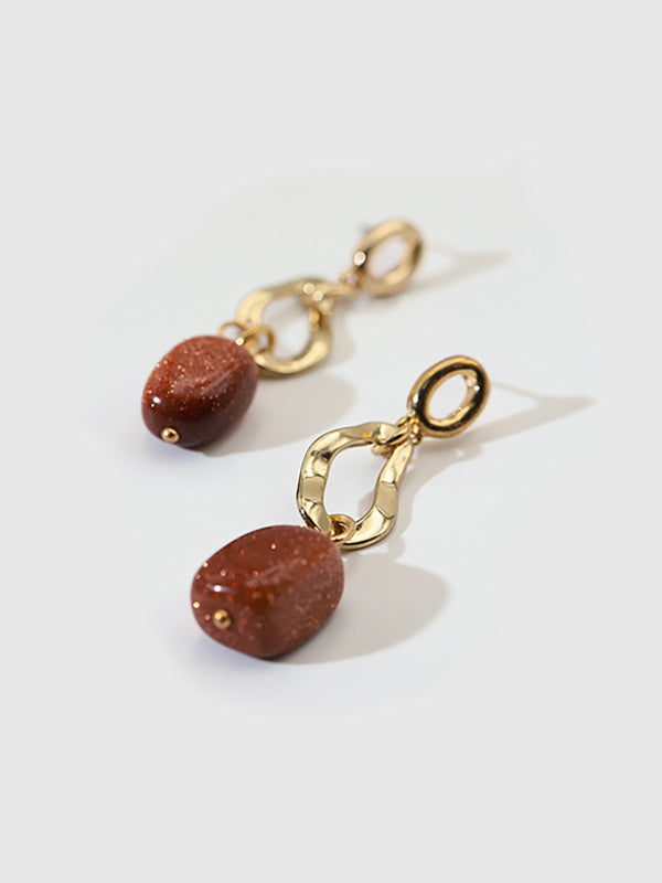Stone-Pendant Drop Earrings