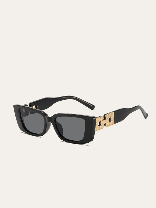 Rectangular Sunglasses with Gold Decorative Hinges