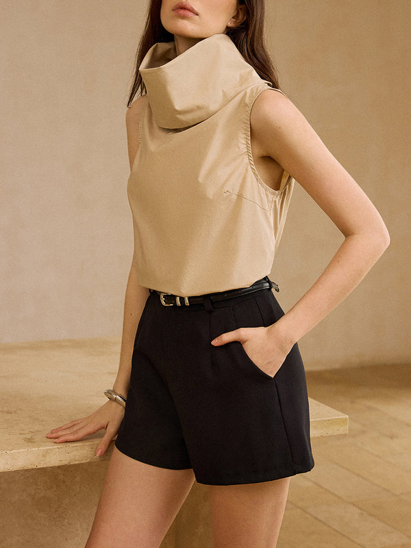 Sleeveless High-Neck Cotton Top