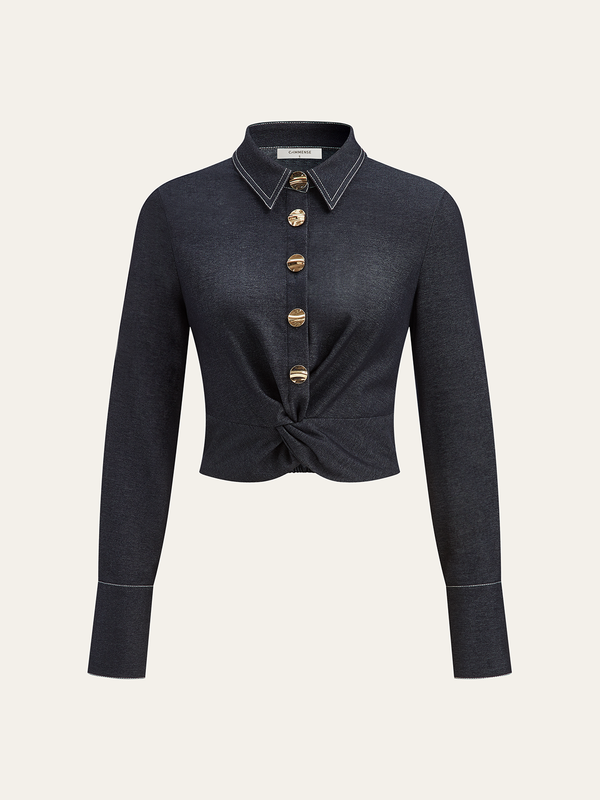 Metal Button Twist Shirt